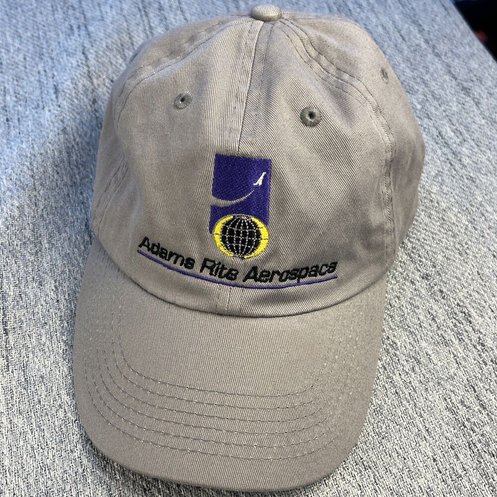 Adams Rite Aerospace Promo Hat Cap Khaki Tan Embroidered Corporate Tech Mens VTG